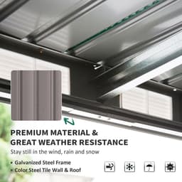 image-Garden Storage Shed Store Metal Roof Building Tool Box Container Light Grey