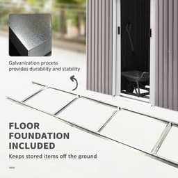 image-Garden Storage Shed Store Metal Roof Building Tool Box Container Light Grey