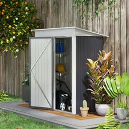image-Small Garden Shed, Steel Lean-to Shed for Bike with Adjustable Shelf, Lock, 5x3