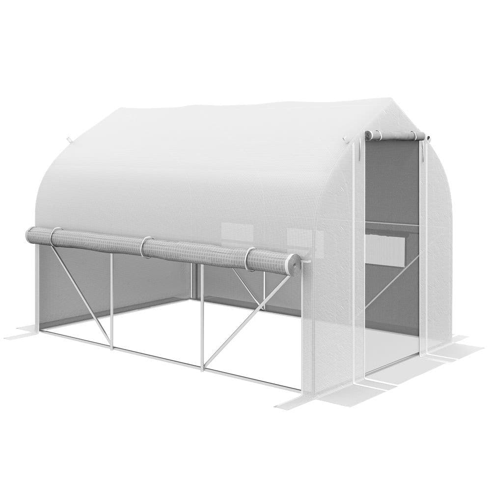 image-3 x 2m Polytunnel Greenhouse with Roll Up Sidewalls, Mesh Door, Plant Labels