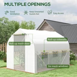 image-3 x 2m Polytunnel Greenhouse with Roll Up Sidewalls, Mesh Door, Plant Labels