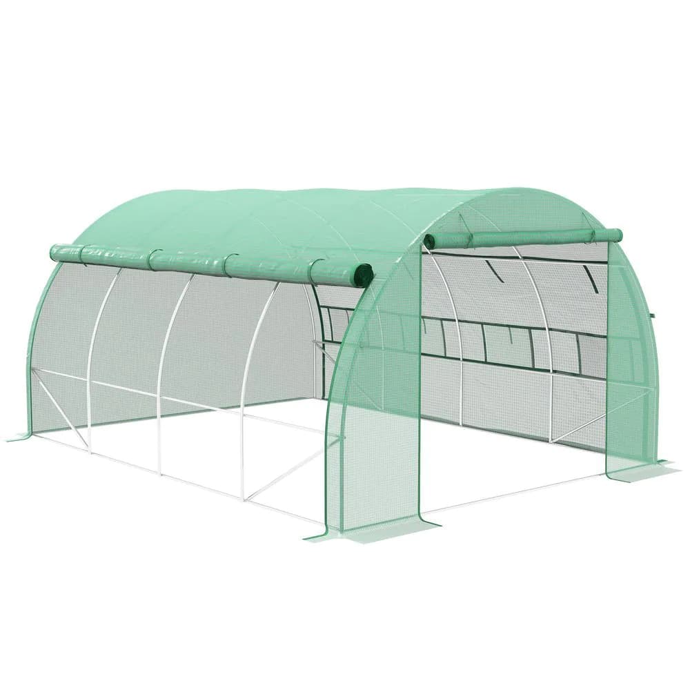 image-4 x 3 x 2 m Polytunnel Greenhouse Pollytunnel Tent w/ Steel Frame Green