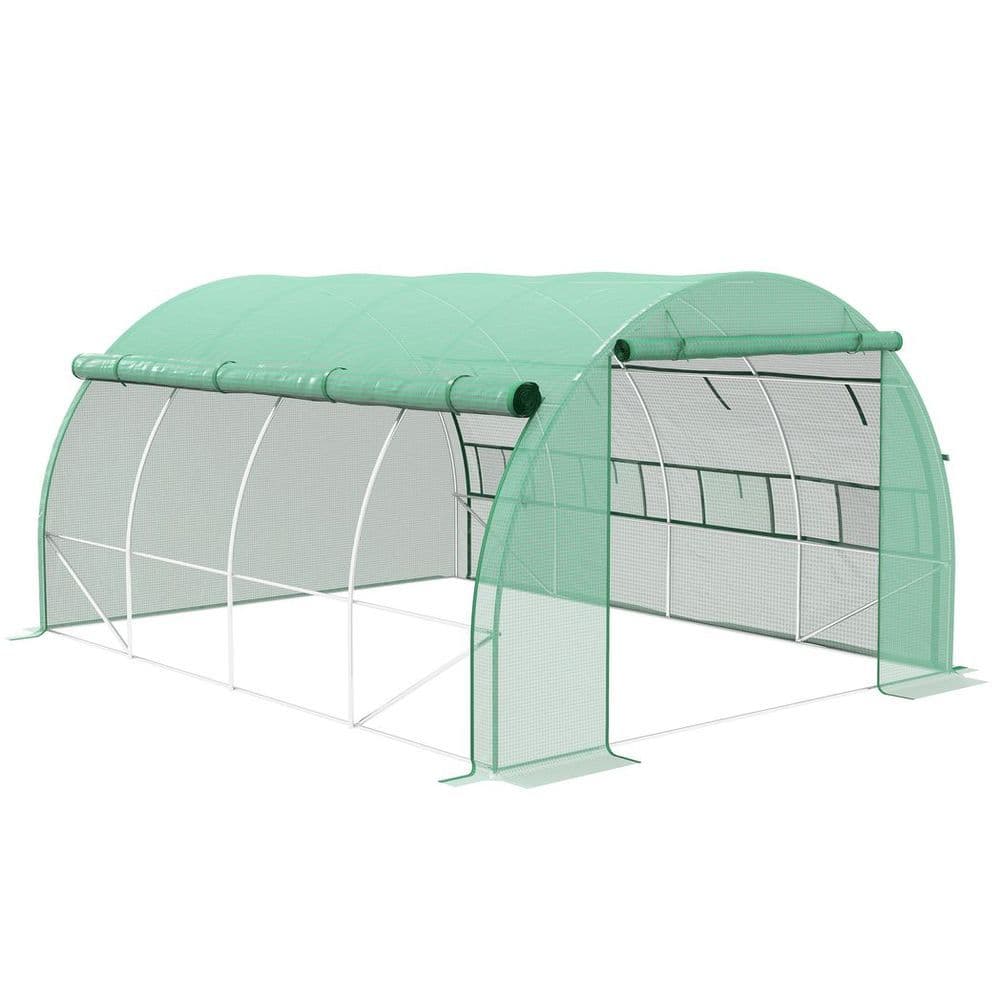image-4 x 3 x 2 m Polytunnel Greenhouse Pollytunnel Tent w/ Steel Frame Green