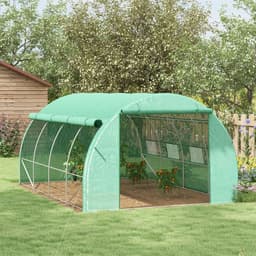 image-4 x 3 x 2 m Polytunnel Greenhouse Pollytunnel Tent w/ Steel Frame Green
