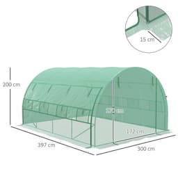 image-4 x 3 x 2 m Polytunnel Greenhouse Pollytunnel Tent w/ Steel Frame Green