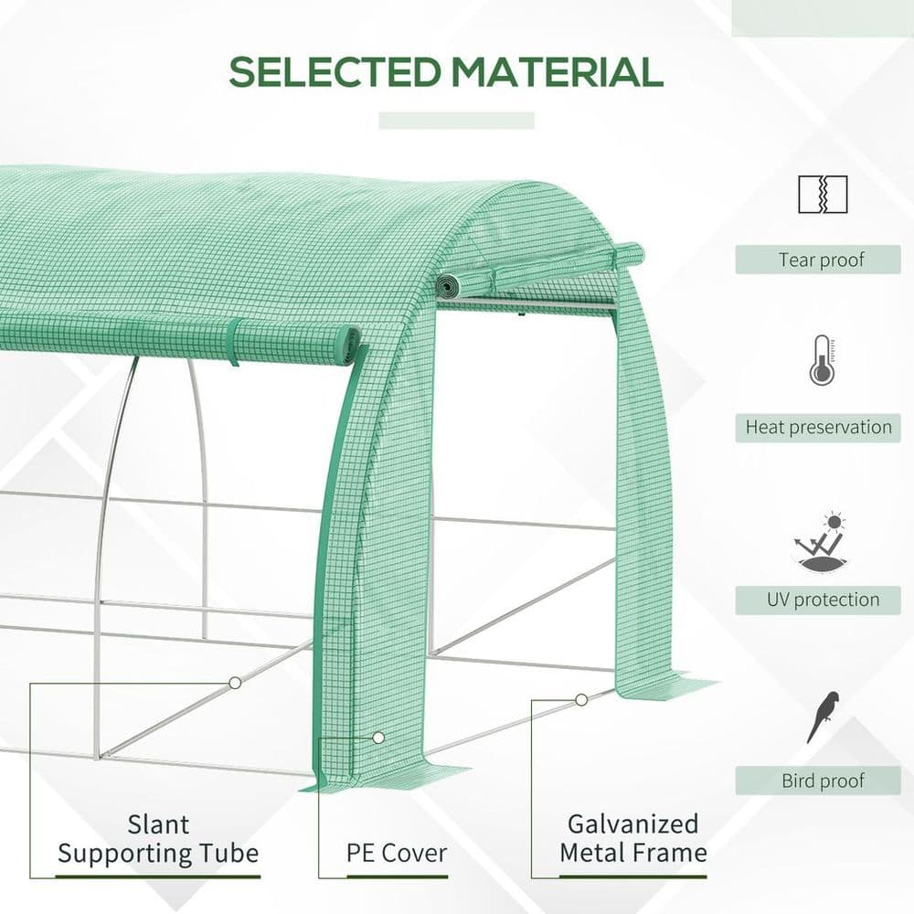 image-4 x 3 x 2 m Polytunnel Greenhouse Pollytunnel Tent w/ Steel Frame Green