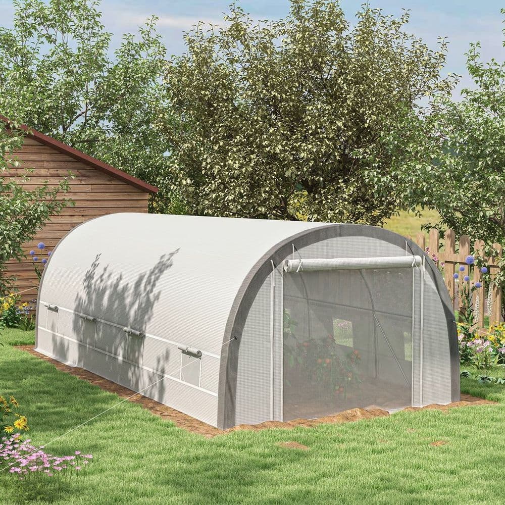 image-6 x 3(m) Upgraded Polytunnel Greenhouse w/ Mesh Door & Windows, 15 Plant Labels