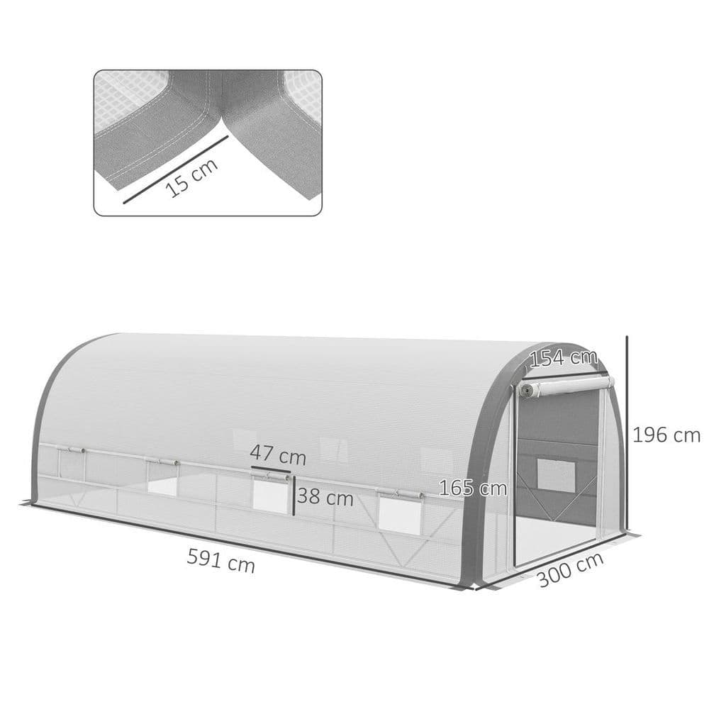 image-6 x 3(m) Upgraded Polytunnel Greenhouse w/ Mesh Door & Windows, 15 Plant Labels