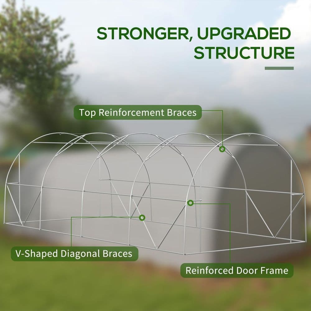 image-6 x 3(m) Upgraded Polytunnel Greenhouse w/ Mesh Door & Windows, 15 Plant Labels