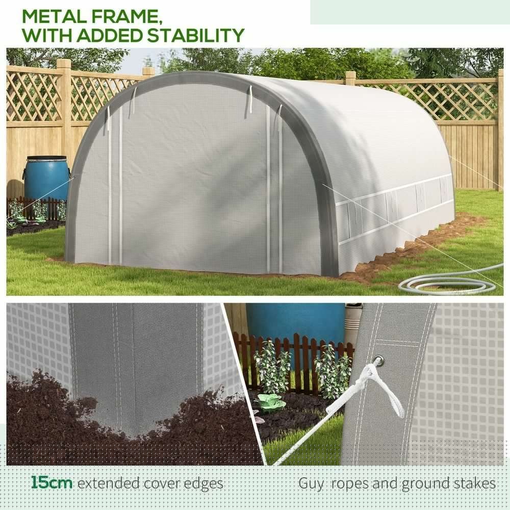 image-6 x 3(m) Upgraded Polytunnel Greenhouse w/ Mesh Door & Windows, 15 Plant Labels