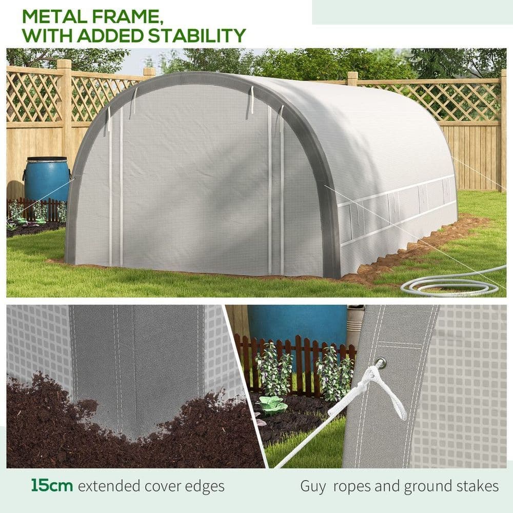 image-6 x 3(m) Upgraded Polytunnel Greenhouse w/ Mesh Door & Windows, 15 Plant Labels