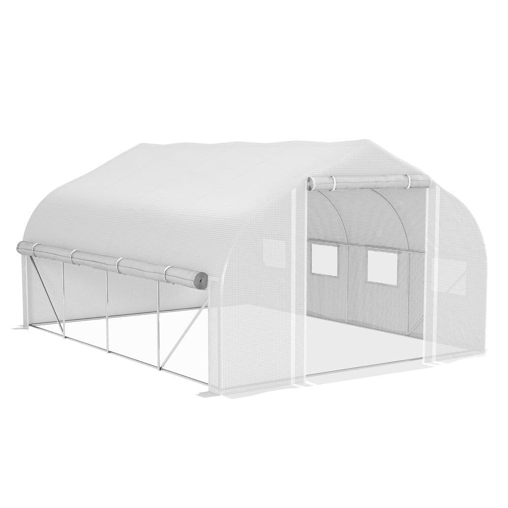 image-4 x 3(m) Polytunnel Greenhouse with Roll Up Sidewalls, Mesh Door, Plant Labels