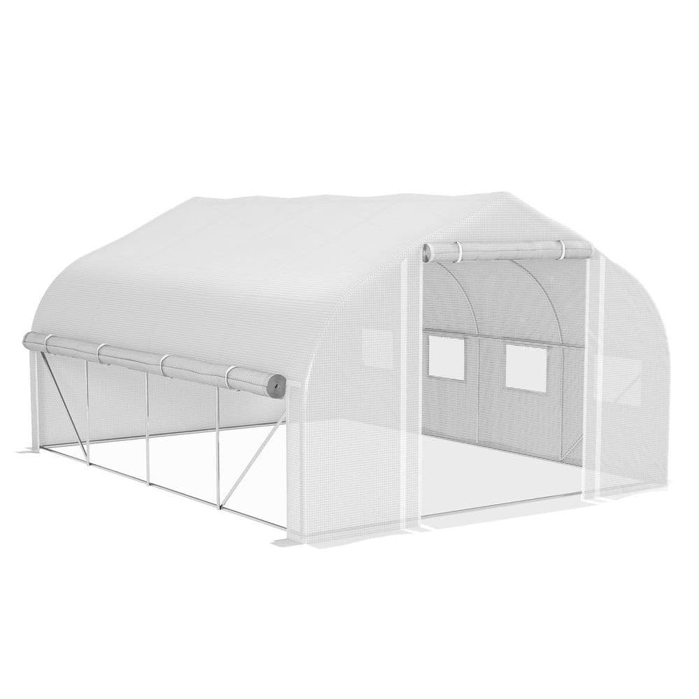 image-4 x 3(m) Polytunnel Greenhouse with Roll Up Sidewalls, Mesh Door, Plant Labels
