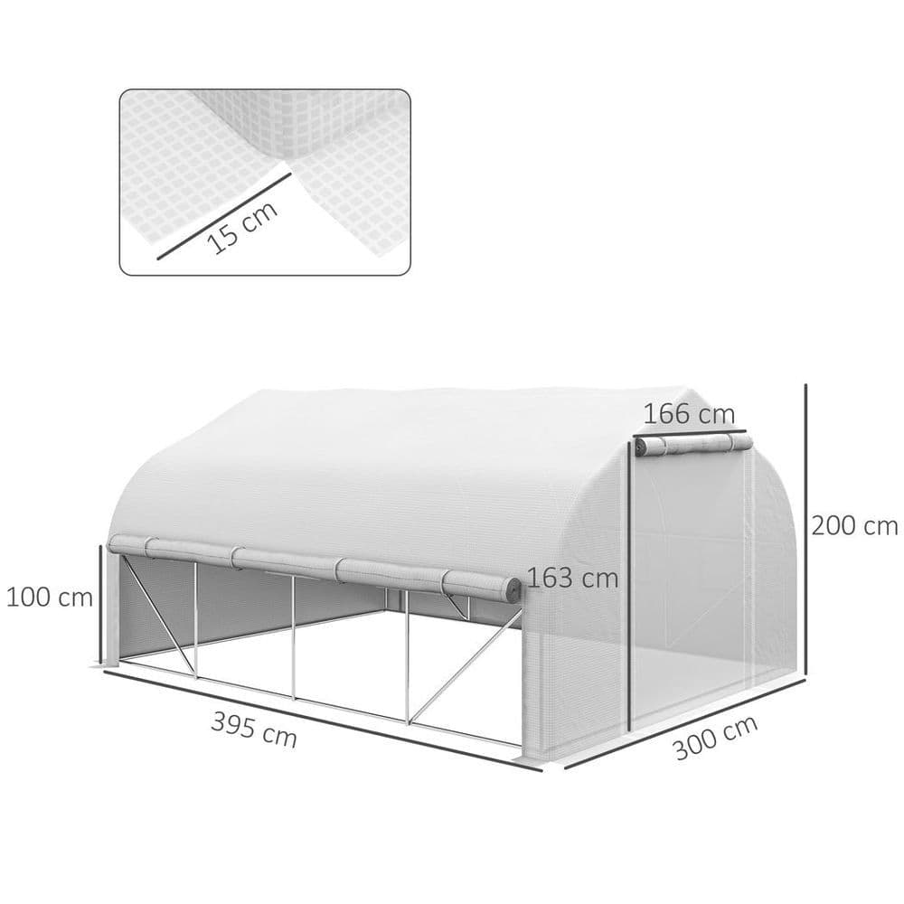 image-4 x 3(m) Polytunnel Greenhouse with Roll Up Sidewalls, Mesh Door, Plant Labels