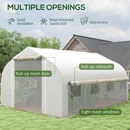 image-4 x 3(m) Polytunnel Greenhouse with Roll Up Sidewalls, Mesh Door, Plant Labels