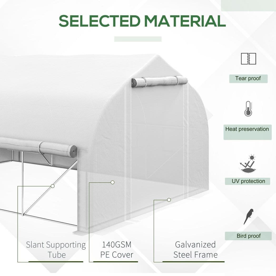 image-4 x 3(m) Polytunnel Greenhouse with Roll Up Sidewalls, Mesh Door, Plant Labels