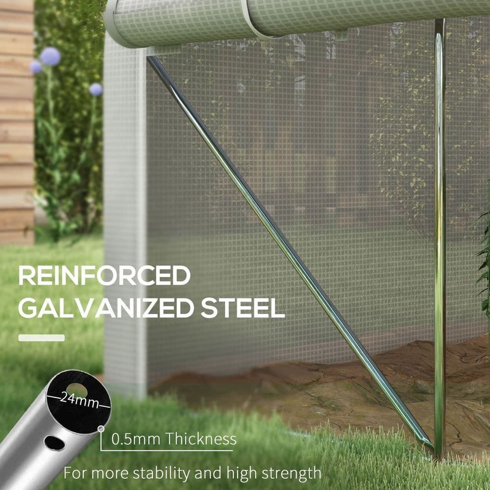 image-4 x 3(m) Polytunnel Greenhouse with Roll Up Sidewalls, Mesh Door, Plant Labels