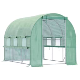 image-Large Outside Garden Plant Greenhouse Hot House w/ Zipped Doors Green