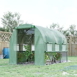 image-Large Outside Garden Plant Greenhouse Hot House w/ Zipped Doors Green