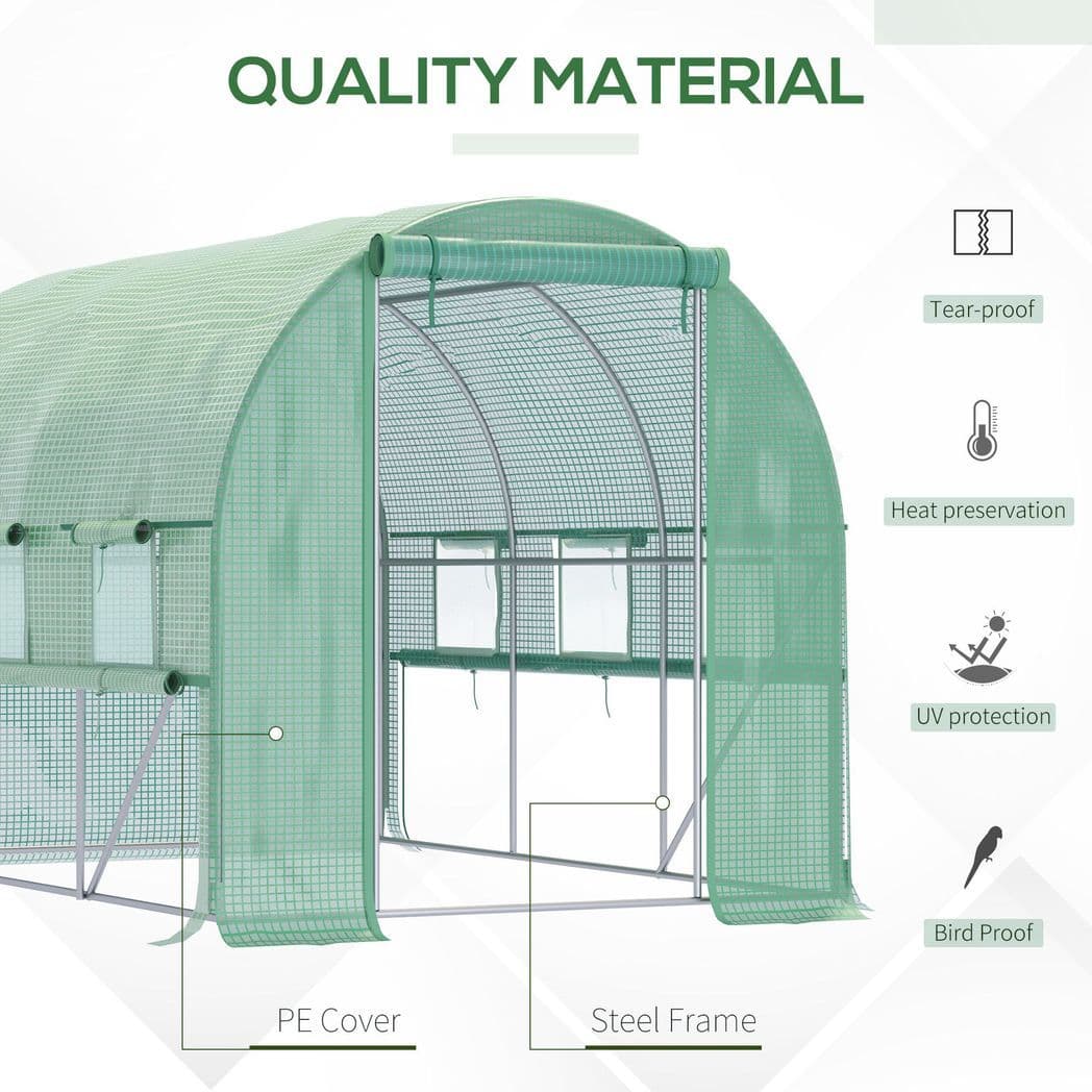image-Large Outside Garden Plant Greenhouse Hot House w/ Zipped Doors Green
