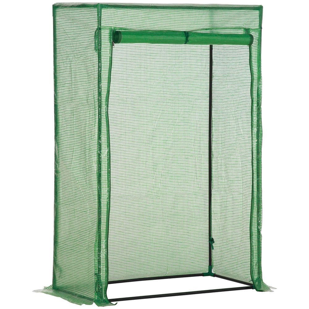 image-100x50x150cm Greenhouse PE Cover w/ Zipper Roll-up Door Outdoor, Green