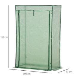 image-100x50x150cm Greenhouse PE Cover w/ Zipper Roll-up Door Outdoor, Green