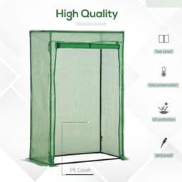 image-100x50x150cm Greenhouse PE Cover w/ Zipper Roll-up Door Outdoor, Green