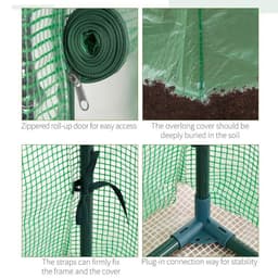 image-100x50x150cm Greenhouse PE Cover w/ Zipper Roll-up Door Outdoor, Green