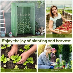 image-100x50x150cm Greenhouse PE Cover w/ Zipper Roll-up Door Outdoor, Green