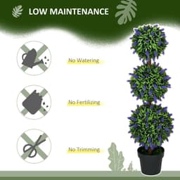image-HOMCOM Set of 2 Potted Artificial Plants Ball Tree with Lavender Flowers, 110cm