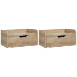 image-HOMCOM Floating Nightstand Set of 2, Wall Mounted Bedside Table with Drawer