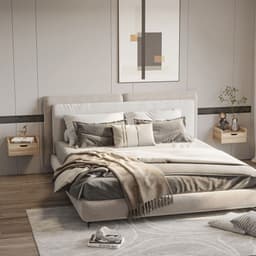 image-HOMCOM Floating Nightstand Set of 2, Wall Mounted Bedside Table with Drawer
