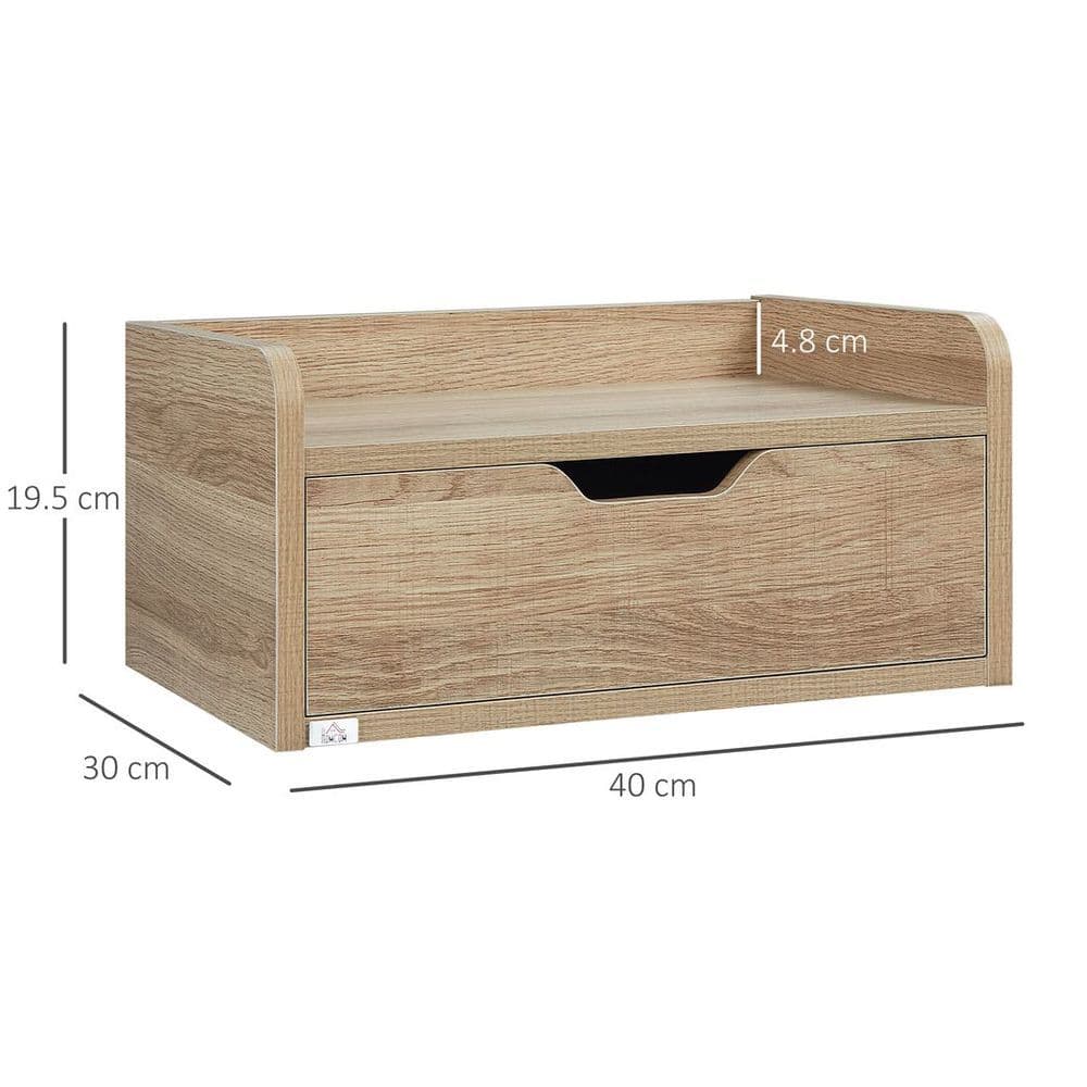 image-HOMCOM Floating Nightstand Set of 2, Wall Mounted Bedside Table with Drawer