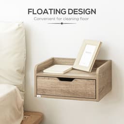 image-HOMCOM Floating Nightstand Set of 2, Wall Mounted Bedside Table with Drawer