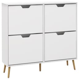 image-HOMCOM Shoe Storage Cabinet with 4 Flip Drawers for 16 Pairs of Shoes, White
