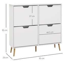 image-HOMCOM Shoe Storage Cabinet with 4 Flip Drawers for 16 Pairs of Shoes, White