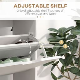 image-HOMCOM Shoe Storage Cabinet with 4 Flip Drawers for 16 Pairs of Shoes, White