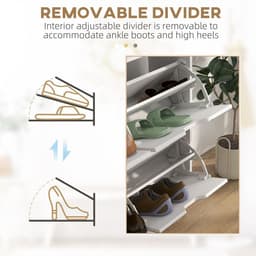 image-HOMCOM Shoe Storage Cabinet with 4 Flip Drawers for 16 Pairs of Shoes, White