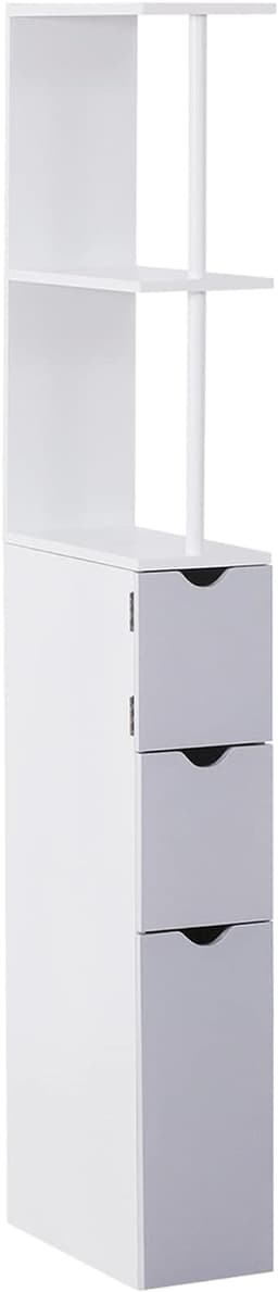 image-HOMCOM Tall Bathroom Cabinet, Bathroom Storage Cabinet W/ Shelf, Drawers White