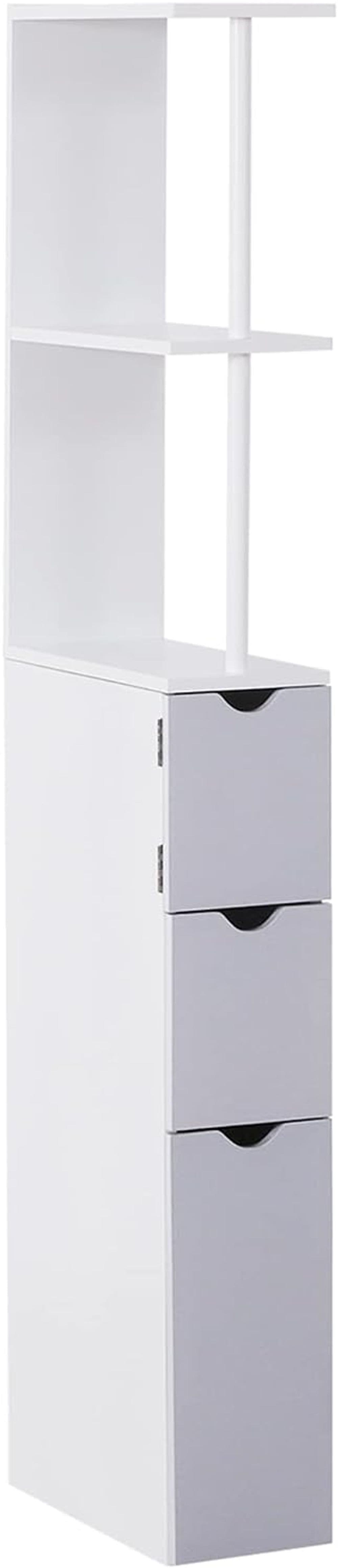 image-HOMCOM Tall Bathroom Cabinet, Bathroom Storage Cabinet W/ Shelf, Drawers White
