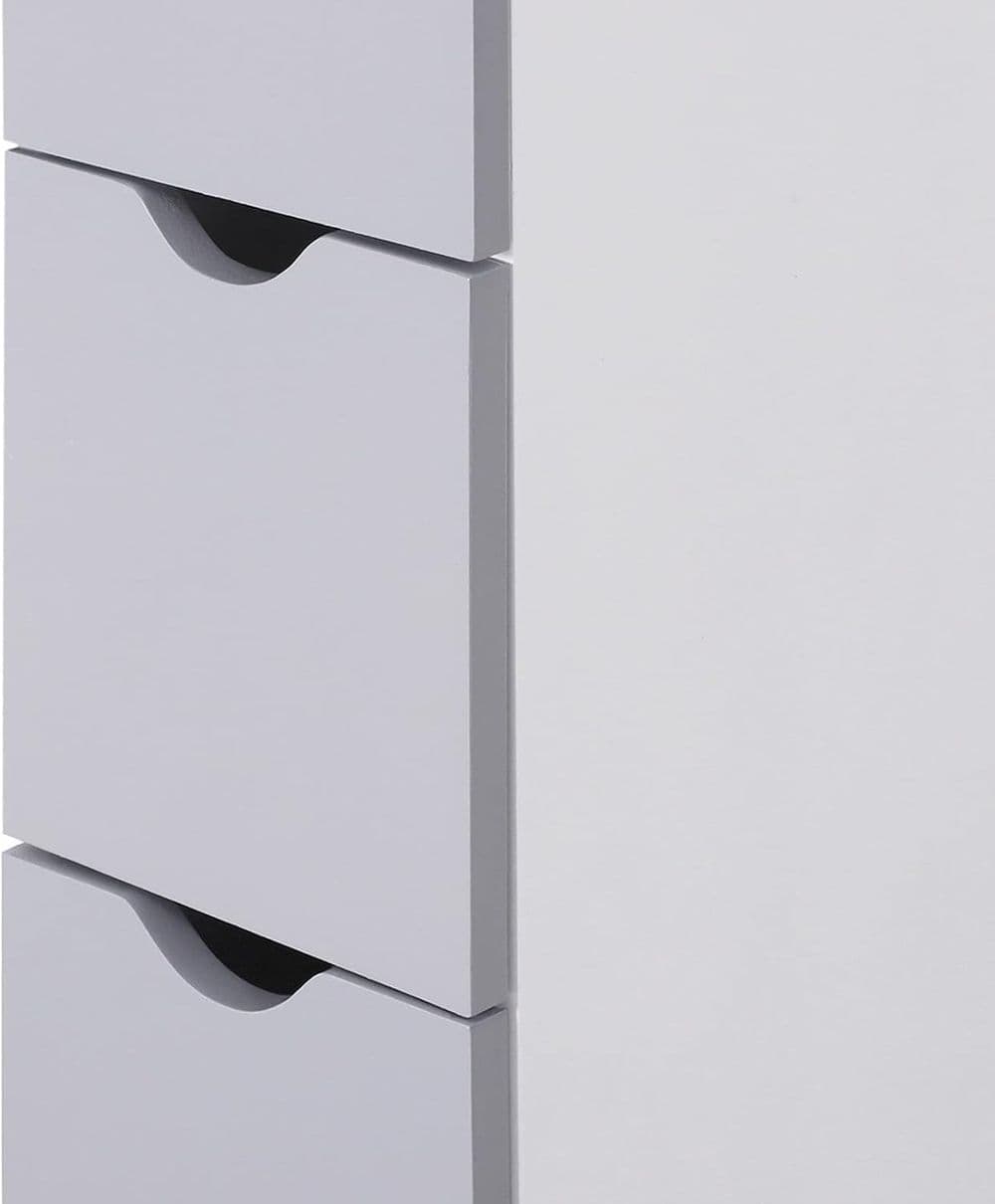 image-HOMCOM Tall Bathroom Cabinet, Bathroom Storage Cabinet W/ Shelf, Drawers White