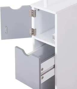 image-HOMCOM Tall Bathroom Cabinet, Bathroom Storage Cabinet W/ Shelf, Drawers White