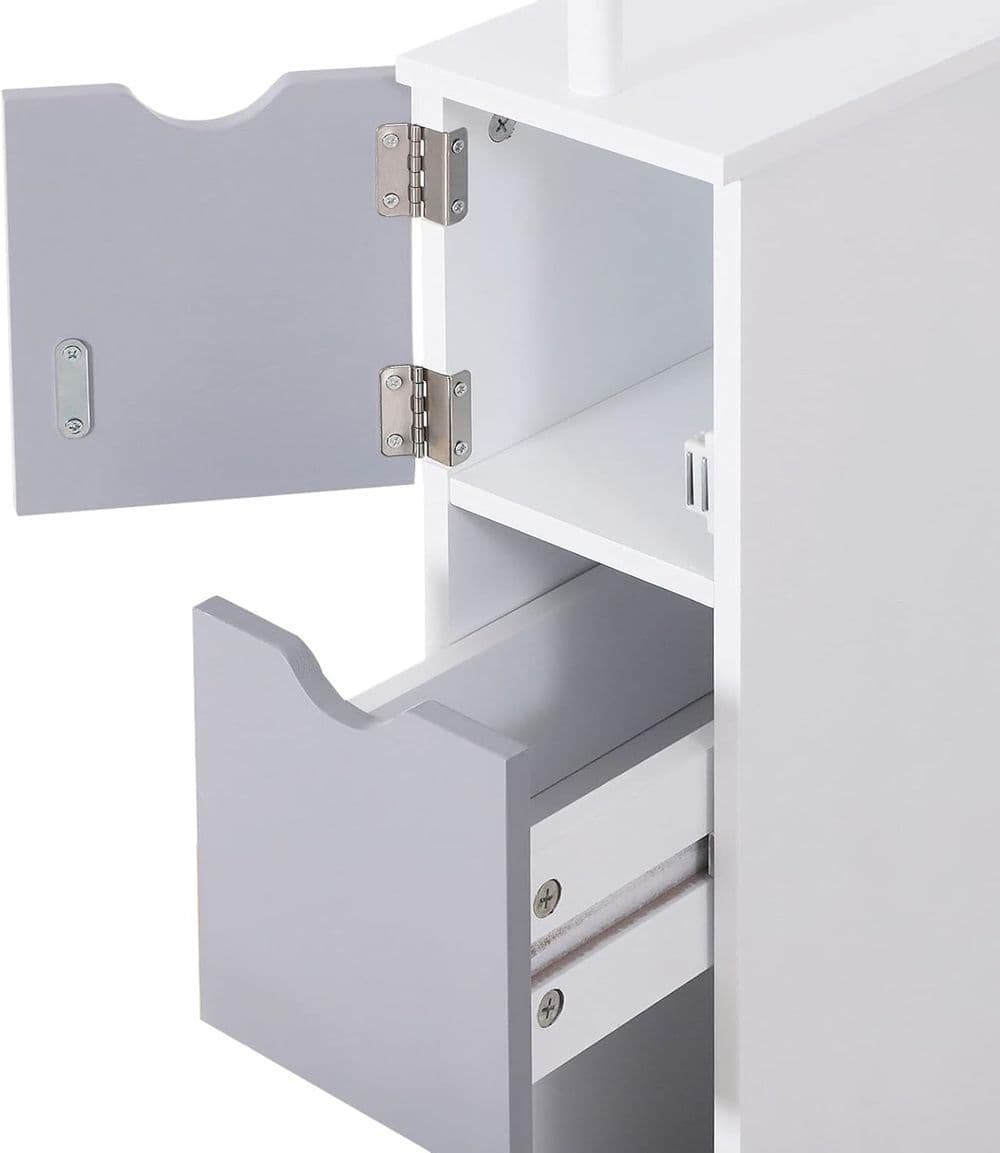 image-HOMCOM Tall Bathroom Cabinet, Bathroom Storage Cabinet W/ Shelf, Drawers White