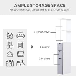 image-HOMCOM Tall Bathroom Cabinet, Bathroom Storage Cabinet W/ Shelf, Drawers White