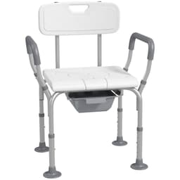 image-HOMCOM 3-in-1 Shower Chair Adjustable Bedside Commode Raised Toilet Seat White