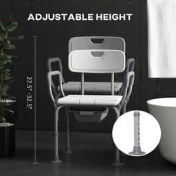 image-HOMCOM 3-in-1 Shower Chair Adjustable Bedside Commode Raised Toilet Seat White