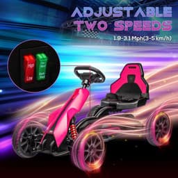 image-HOMCOM 12V Electric Go Kart with Forward Reversing 2 Speeds for 3-8 Yrs - Pink
