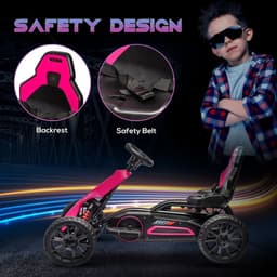 image-HOMCOM 12V Electric Go Kart with Forward Reversing 2 Speeds for 3-8 Yrs - Pink