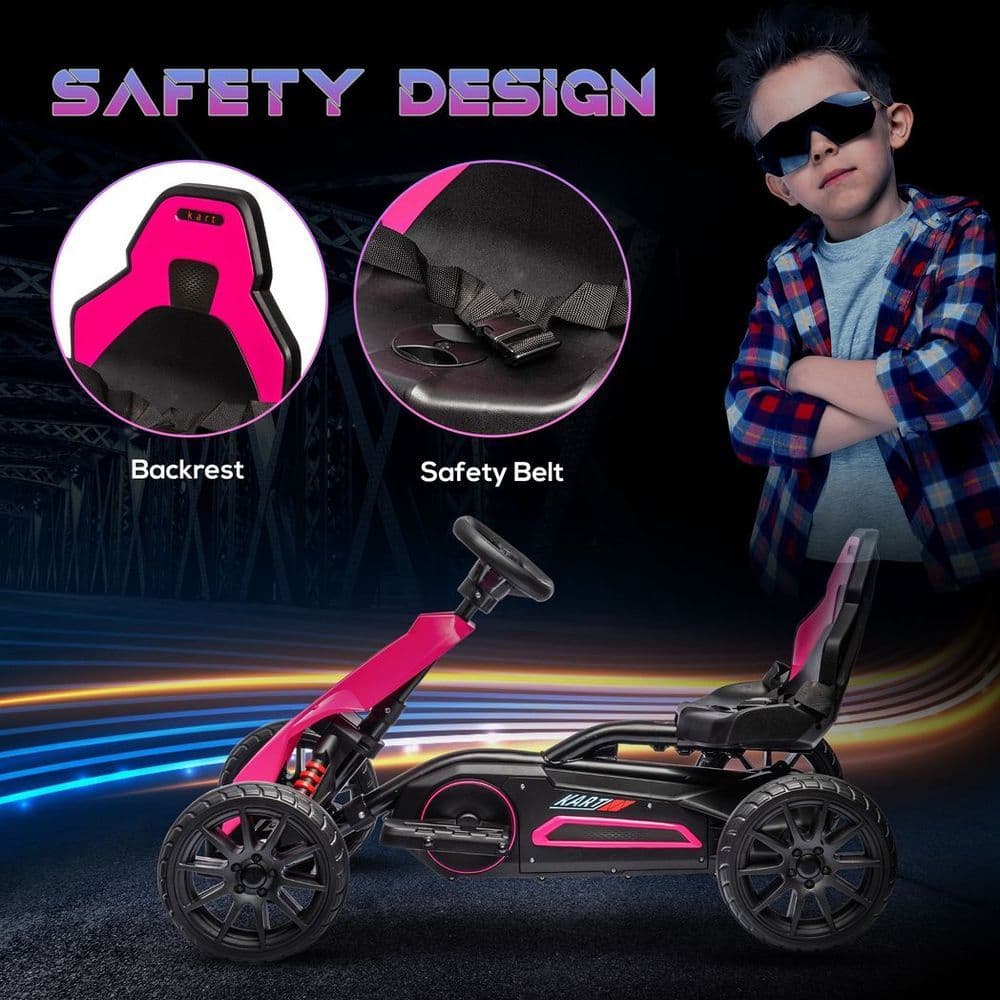 image-HOMCOM 12V Electric Go Kart with Forward Reversing 2 Speeds for 3-8 Yrs - Pink