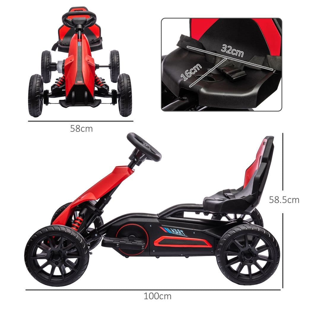 image-HOMCOM 12V Electric Go Kart with Forward Reversing 2 Speeds for 3-8 Yrs - Red